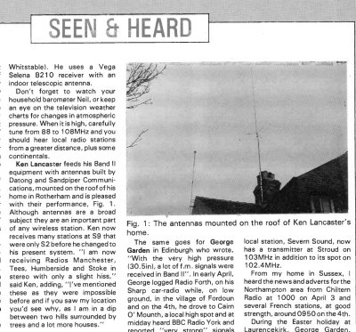 Ken Lancaster's roof mounted aerials in Rotherham, Short Wave Magazine June 1988